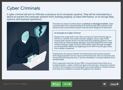 Course screenshot showing cyber criminals