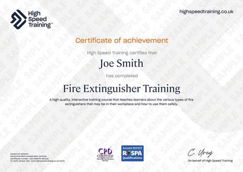 Sample Fire Extinguisher Training Certificate