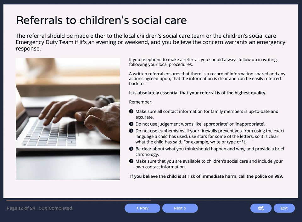 Course screenshot showing referrals