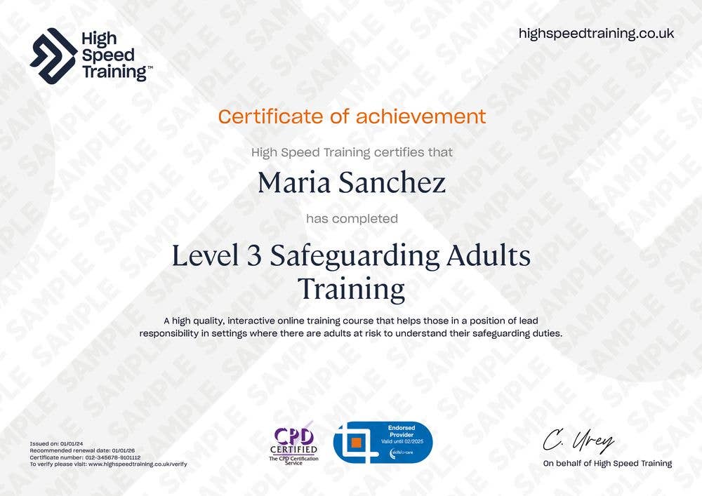 Sample Level 3 Safeguarding Adults Training