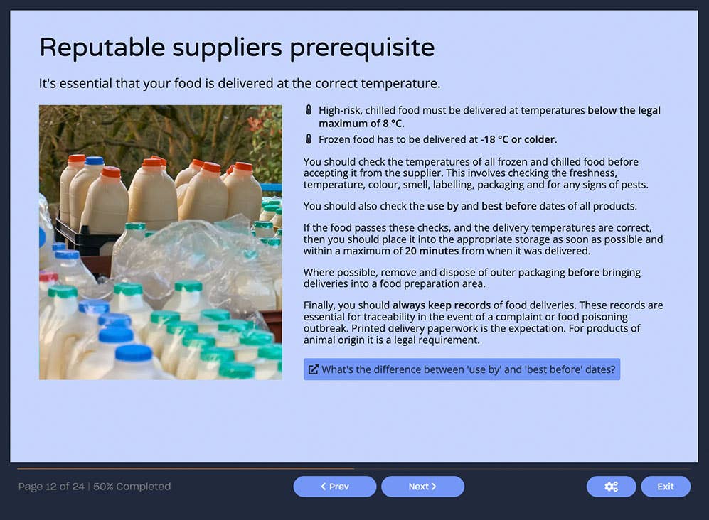 Course screenshot for Reputable Suppliers Prerequisite