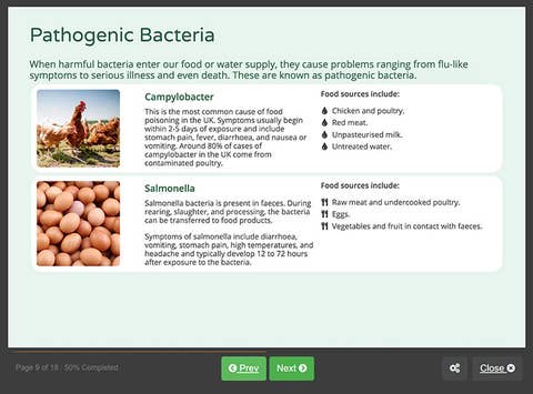 Course screenshot showing pathogenic bacteria