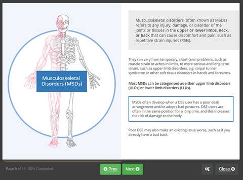 Course screenshot showing musculoskeletal disorders