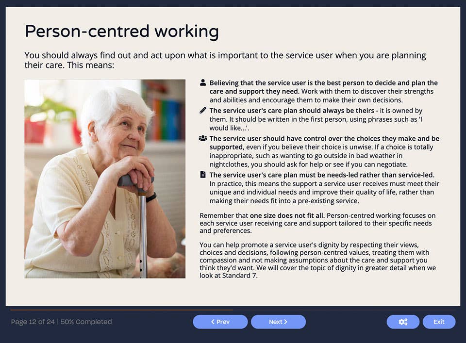 Screenshot 1 - Person-centred working