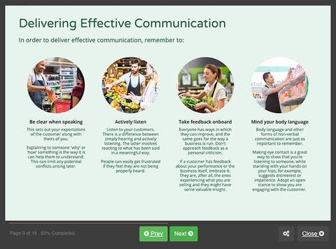 Course screenshot for delivering effective communication