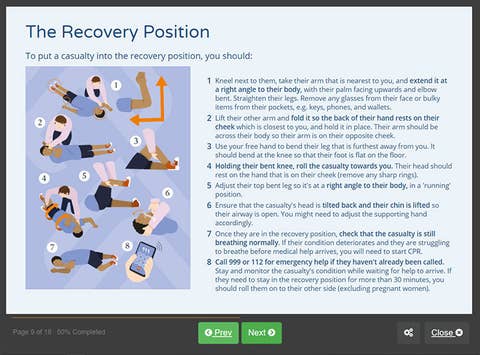 Course screenshot showing the recovery position