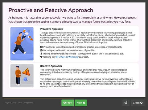 Course screenshot showing Proactive and Reactive Approach
