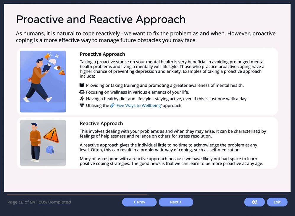 Course screenshot showing Proactive and Reactive Approach
