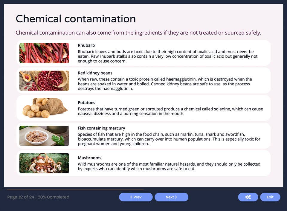 Course screenshot - Chemical contamination