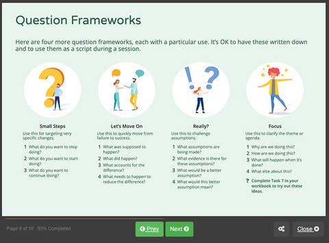 Screenshot showing question frameworks