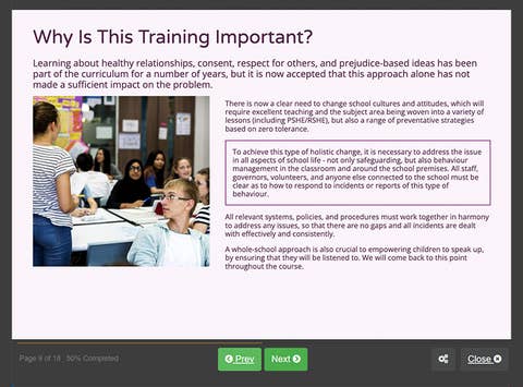 Course screenshot showing why this training is important