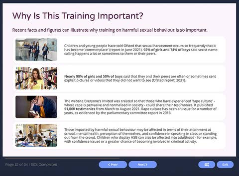 Course screenshot showing why training is important