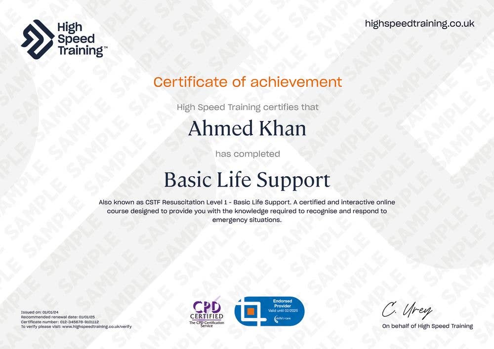 Sample Basic Life Support Certificate