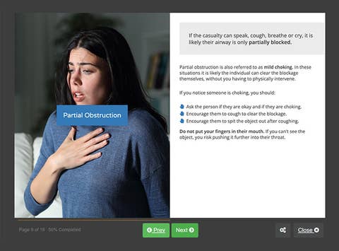 Course screenshot showing a partial obstruction