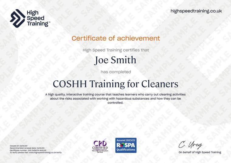 Sample COSHH Training for Cleaners