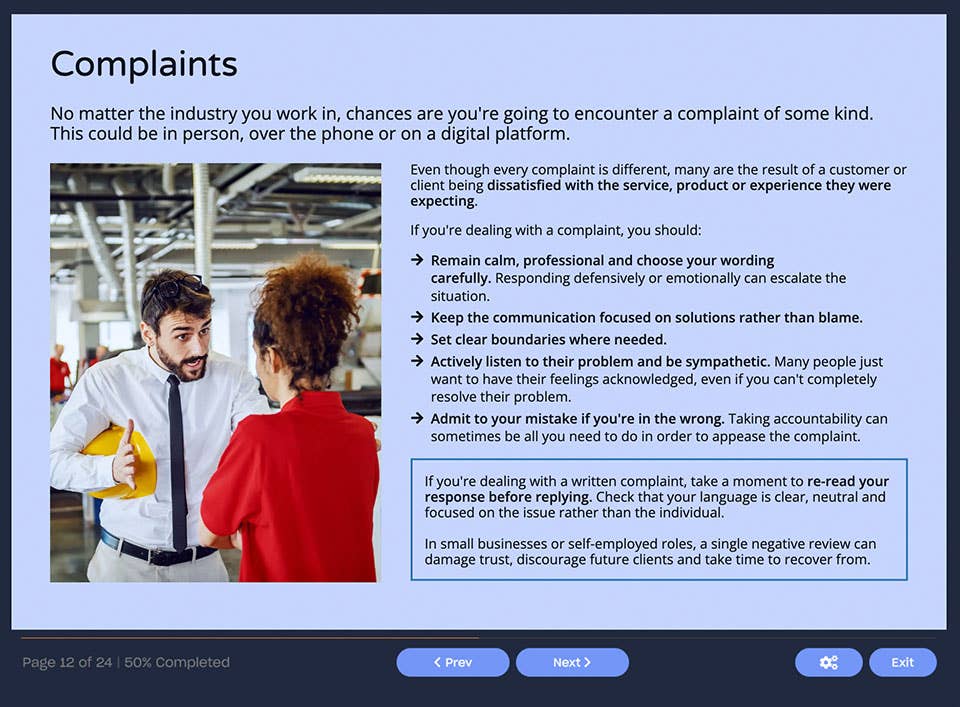 Screenshot showing complaints