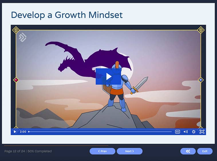Course screenshot showing how to develop a growth mindset