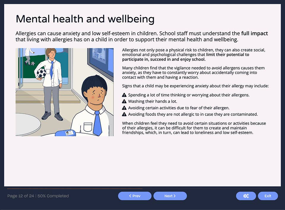 Course screenshot showing mental health and wellbeing
