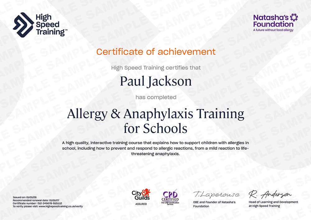 Sample Allergy & Anaphylaxis Training for Schools