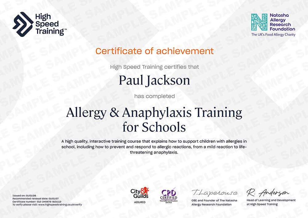 Sample Allergy & Anaphylaxis Training for Schools