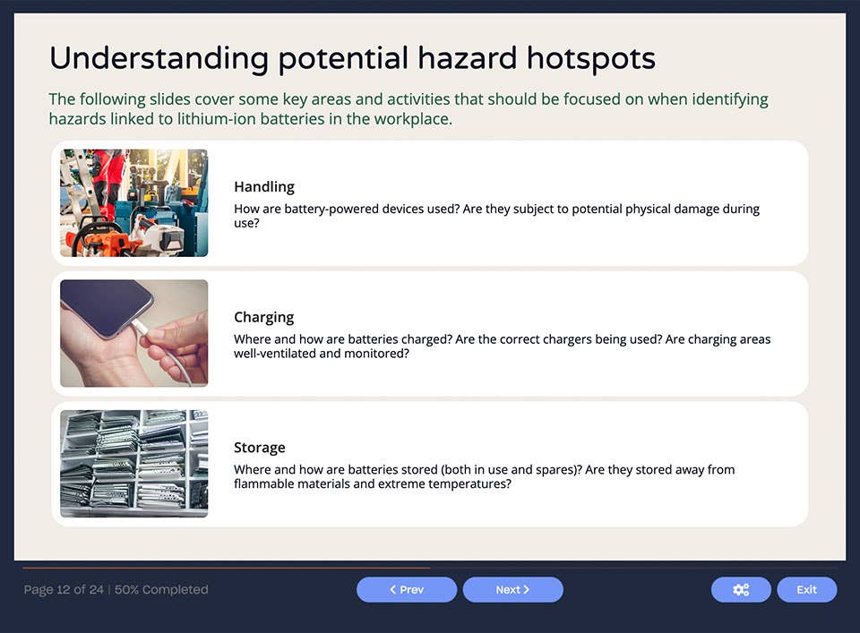 Course screenshot that shows how to understand potential hazard hotspots