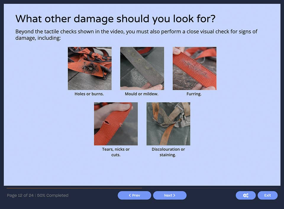 Course screenshot showing the damage to be looking for