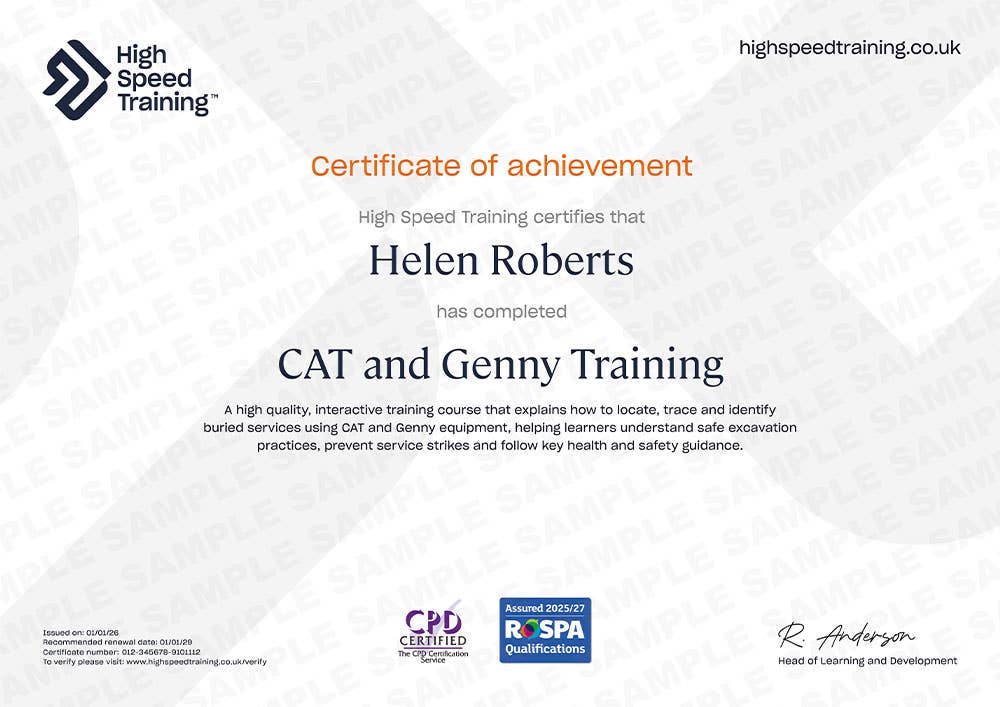 Sample CAT and Genny Training certificate
