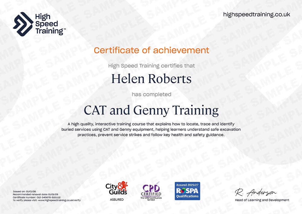 Sample CAT and Genny Training Certificate